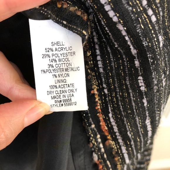 Shoshanna Black Metallic Gold Cocktail Fit Flare Mini Dress 6 Small S - Picture 9 of 13